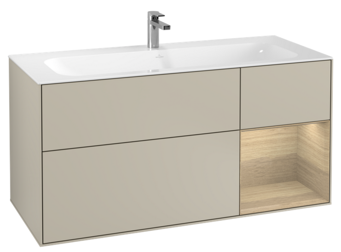 Тумба під раковину Villeroy & Boch Finion 119,6х49,8 см з підсвічуванням МДФ пісок матовий лак/шпон дуба G070PCHH
