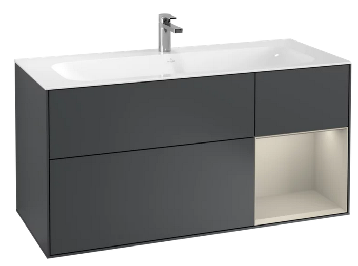 Тумба под раковину Villeroy & Boch Finion 119,6х49,8 см с подсветкой МДФ темно-синий матовый лак/песок матовый лак G070HHHG