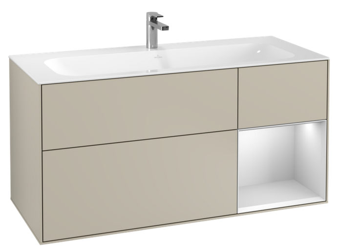 Тумба під раковину Villeroy & Boch Finion 119,6х49,8 см із підсвічуванням МДФ пісок матовий лак/білий матовий лак G070MTHH
