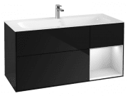 Тумба під раковину Villeroy & Boch Finion 119,6х49,8 см із підсвічуванням МДФ глянсовий чорний лак/білий матовий лак G070MTPH