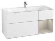 Тумба під раковину Villeroy & Boch Finion 119,6х49,8 см з підсвічуванням МДФ білий глянцевий лак/пісок матовий лак G070HHGF