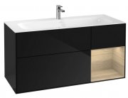 Тумба під раковину Villeroy & Boch Finion 119,6х49,8 см із підсвічуванням МДФ глянсовий чорний лак/шпон дуба G070PCPH