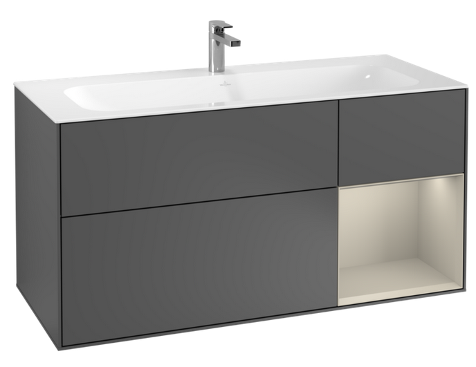Тумба під раковину Villeroy & Boch Finion 119,6х49,8 см з підсвічуванням МДФ антрацит матовий лак/пісок матовий лак G070HHGK