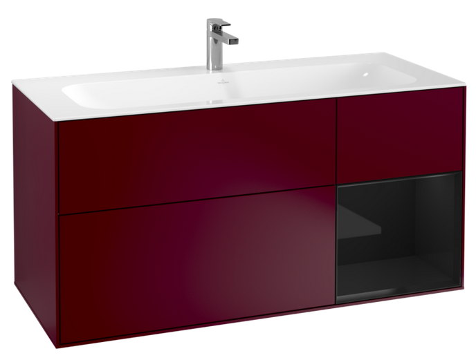 Тумба под раковину Villeroy & Boch Finion 119,6х49,8 см с подсветкой МДФ пион матовый лак/глянцевый черный лак G070PHHB