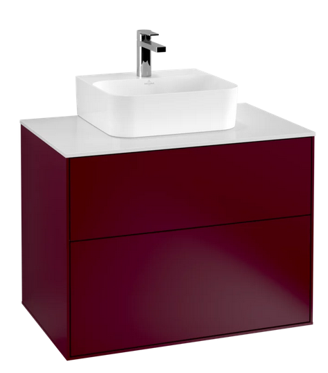 Тумба под раковину Villeroy & Boch Finion 80х50,1 см МДФ пион матовый лак/стекло белое матовое F08100HB