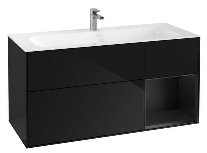 Тумба під раковину Villeroy & Boch Finion 119,6х49,8 см із підсвічуванням МДФ глянсовий чорний лак/чорний матовий лак G070PDPH