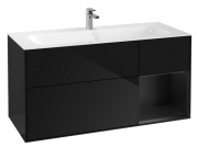 Тумба под раковину Villeroy & Boch Finion 119,6х49,8 см с подсветкой МДФ глянцевый черный лак/черный матовый лак G070PDPH