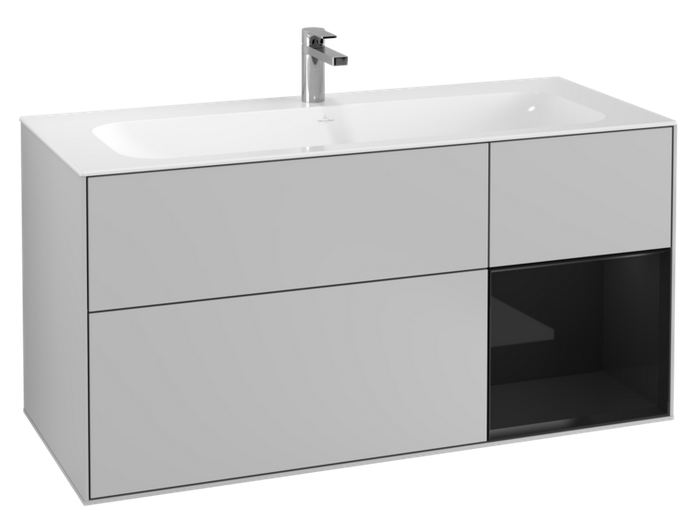 Тумба под раковину Villeroy & Boch Finion 119,6х49,8 см с подсветкой МДФ светло-серый матовый лак/глянцевый черный лак G070PHGJ