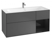 Тумба под раковину Villeroy & Boch Finion 119,6х49,8 см с подсветкой МДФ антрацит матовый лак/глянцевый черный лак G070PHGK