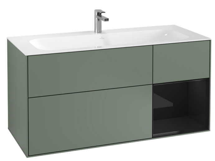 Тумба под раковину Villeroy & Boch Finion 119,6х49,8 см с подсветкой МДФ оливковый матовый лак/глянцевый черный лак G070PHGM