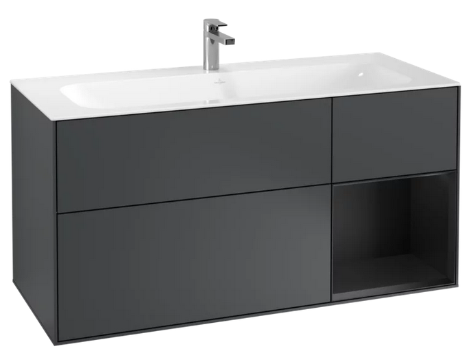 Тумба під раковину Villeroy & Boch Finion 119,6х49,8 см із підсвічуванням МДФ темно-синій матовий лак/чорний матовий лак G070PDHG