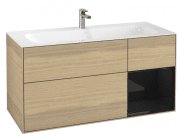 Тумба під раковину Villeroy & Boch Finion 119,6х49,8 см з підсвічуванням ДСП шпон дуба/глянцевий чорний лак G070PHPC