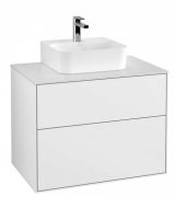 Тумба під раковину Villeroy & Boch Finion 80х50,1 см МДФ білий глянцевий лак/скло біле матове F08100GF