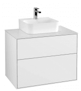 Тумба под раковину Villeroy & Boch Finion 80х50,1 см МДФ глянцевый белый лак/стекло белое матовое F08100GF