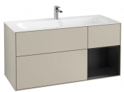 Тумба под раковину Villeroy & Boch Finion 119,6х49,8 см с подсветкой МДФ песок матовый лак/черный матовый лак G070PDHH