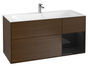 Тумба під раковину Villeroy & Boch Finion 119,6х49,8 см з підсвічуванням ДСП шпон волоського горіха/глянцевий чорний лак G070PHGN