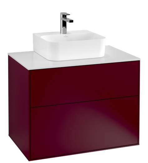 Тумба под раковину Villeroy & Boch Finion 80х50,1 см с подсветкой МДФ пион матовый лак/стекло белое матовое G08100HB