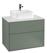 Тумба под раковину Villeroy & Boch Finion 80х50,1 см МДФ оливковый матовый лак/стекло белое матовое F08100GM