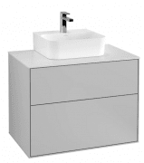 Тумба під раковину Villeroy & Boch Finion 80х50,1 см з підсвічуванням МДФ світло-сірий матовий лак/скло біле матове G08100GJ