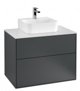 Тумба под раковину Villeroy & Boch Finion 80х50,1 см МДФ темно-синий матовый лак/стекло белое матовое F08100HG