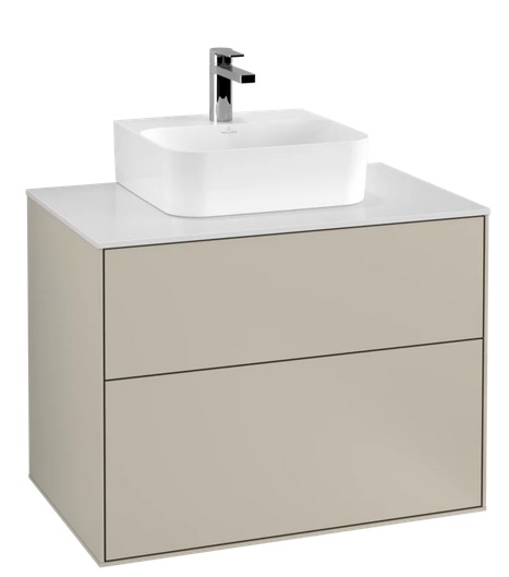 Тумба под раковину Villeroy & Boch Finion 80х50,1 см МДФ песок матовый лак/стекло белое матовое F08100HH