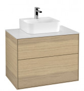 Тумба под раковину Villeroy & Boch Finion 80х50,1 см ДСП шпон дуба/стекло белое матовое F08100PC