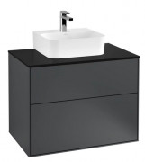 Тумба под раковину Villeroy & Boch Finion 80х50,1 см МДФ темно-синий матовый лак/стекло черное матовое F08200HG