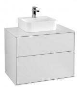 Тумба під раковину Villeroy & Boch Finion 80х50,1 см із підсвічуванням МДФ білий матовий лак/скло біле матове G08100MT