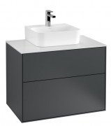 Тумба под раковину Villeroy & Boch Finion 80х50,1 см МДФ темно-синий матовый лак/стекло белое матовое F08100HG