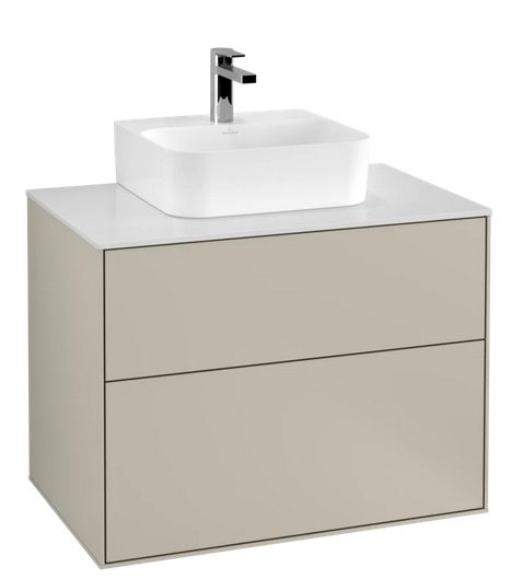 Тумба под раковину Villeroy & Boch Finion 80х50,1 см МДФ песок матовый лак/стекло белое матовое F08100HH