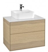 Тумба під раковину Villeroy & Boch Finion 80х50,1 см ДСП шпон дуба/скло біле матове F08100PC