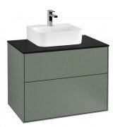 Тумба під раковину Villeroy & Boch Finion 80х50,1 см МДФ оливковий матовий лак/скло чорне матове F08200GM