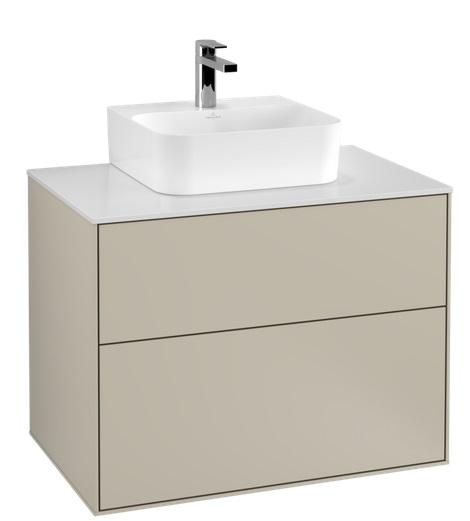 Тумба під раковину Villeroy & Boch Finion 80х50,1 см з підсвічуванням МДФ пісок матовий лак/скло біле матове G08100HH