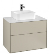 Тумба под раковину Villeroy & Boch Finion 80х50,1 см с подсветкой МДФ песок матовый лак/стекло белое матовое G08100HH