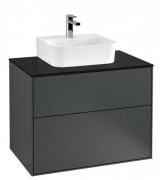 Тумба под раковину Villeroy & Boch Finion 80х50,1 см с подсветкой МДФ темно-синий матовый лак/стекло черное матовое G08200HG