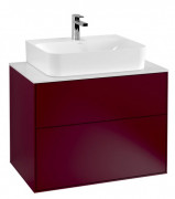 Тумба под раковину Villeroy & Boch Finion 80х50,1 см МДФ пион матовый лак/стекло белое матовое F09100HB