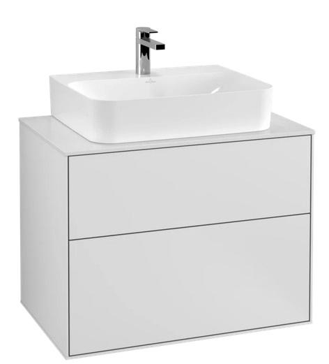 Тумба під раковину Villeroy & Boch Finion 80х50,1 см МДФ білий матовий лак/скло біле матове F09100MT