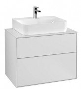 Тумба под раковину Villeroy & Boch Finion 80х50,1 см МДФ белый матовый лак/стекло белое матовое F09100MT