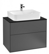 Тумба под раковину Villeroy & Boch Finion 80х50,1 см МДФ антрацит матовый лак/стекло черное матовое F09200GK