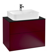 Тумба под раковину Villeroy & Boch Finion 80х50,1 см МДФ пион матовый лак/стекло черное матовое F09200HB