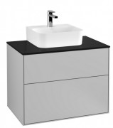 Тумба под раковину Villeroy & Boch Finion 80х50,1 см с подсветкой МДФ светло-серый матовый лак/стекло черное матовое G08200GJ