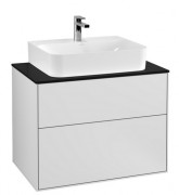 Тумба под раковину Villeroy & Boch Finion 80х50,1 см МДФ белый матовый лак/стекло черное матовое F09200MT