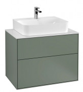 Тумба под раковину Villeroy & Boch Finion 80х50,1 см МДФ оливковый матовый лак/стекло белое матовое F09100GM