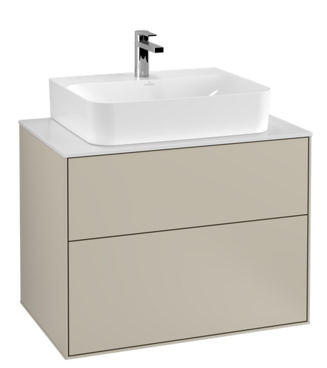 Тумба под раковину Villeroy & Boch Finion 80х50,1 см МДФ песок матовый лак/стекло белое матовое F09100HH