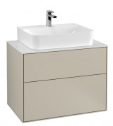 Тумба под раковину Villeroy & Boch Finion 80х50,1 см МДФ песок матовый лак/стекло белое матовое F09100HH