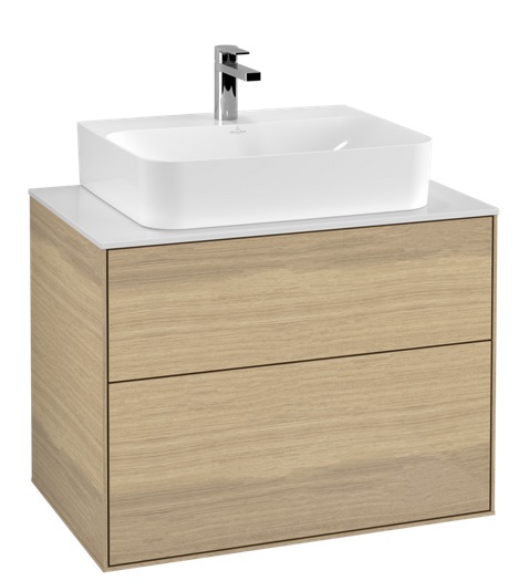 Тумба под раковину Villeroy & Boch Finion 80х50,1 см ДСП шпон дуба/стекло белое матовое F09100PC