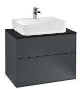 Тумба под раковину Villeroy & Boch Finion 80х50,1 см МДФ темно-синий матовый лак/стекло черное матовое F09200HG