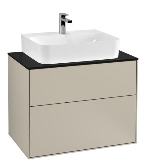 Тумба под раковину Villeroy & Boch Finion 80х50,1 см МДФ песок матовый лак/стекло черное матовое F09200HH