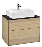 Тумба под раковину Villeroy & Boch Finion 80х50,1 см ДСП шпон дуба/стекло черное матовое F09200PC