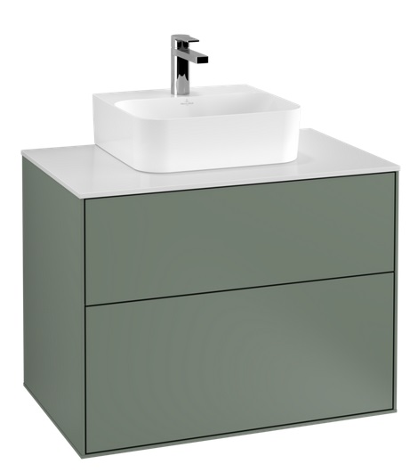 Тумба под раковину Villeroy & Boch Finion 80х50,1 см с подсветкой МДФ оливковый матовый лак/стекло белое матовое G08100GM